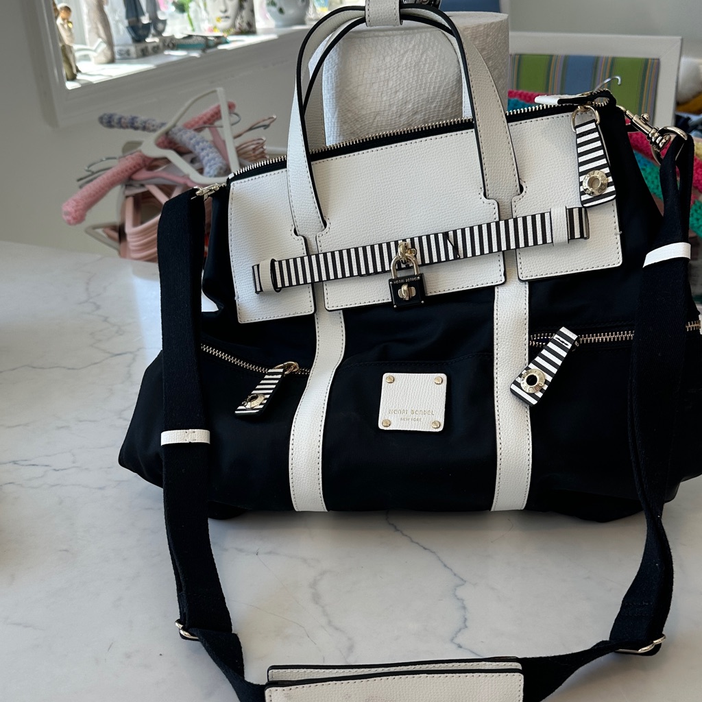 Henri Bendel Black And White Striped Bag